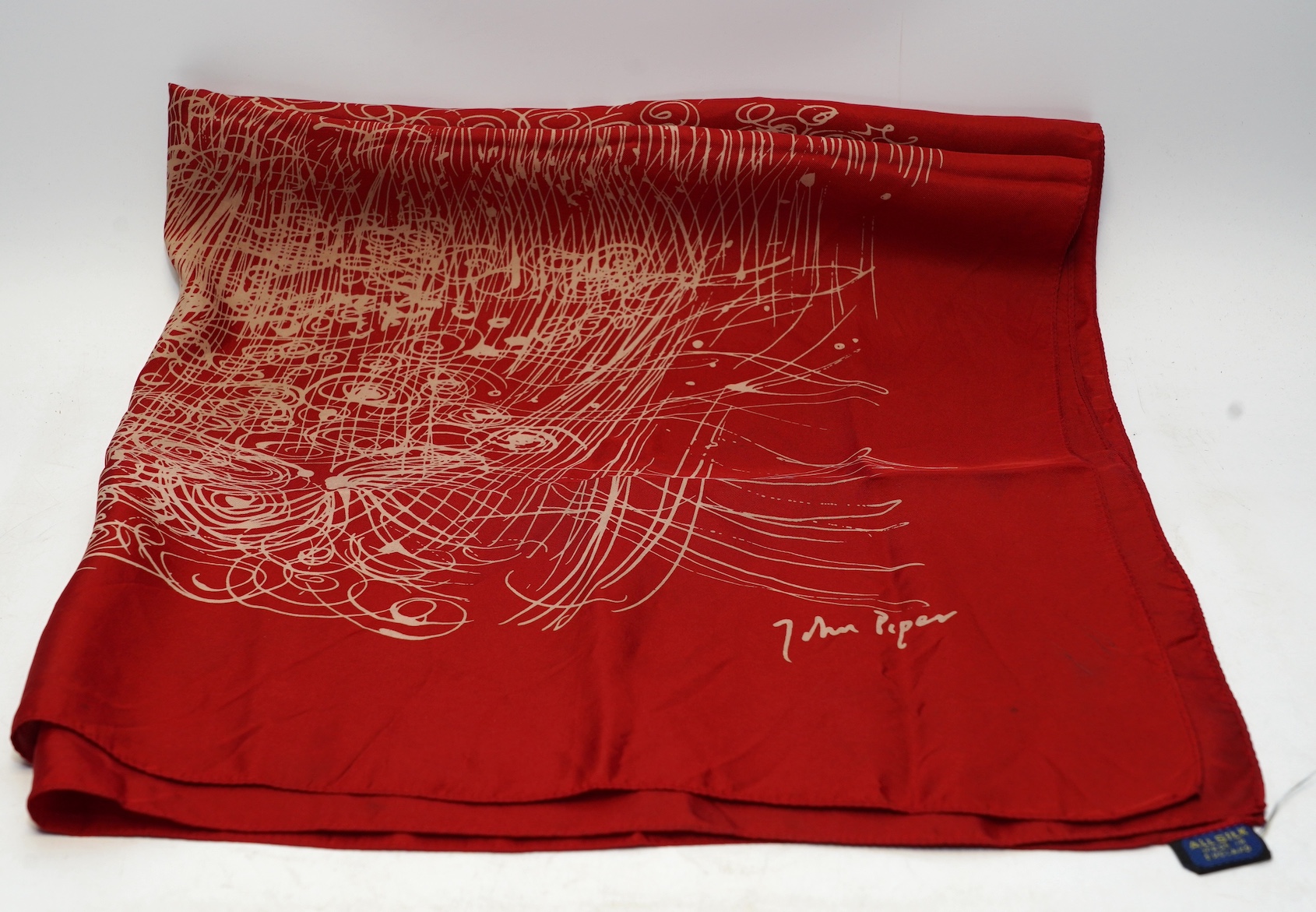 A John Piper silk scarf, 79 x 77cm. Condition - fair to good